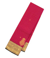 Magenta Handloom Kanchipuram Silk Saree With Checks-KA14352