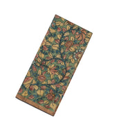 Green Handloom Tussar Silk Saree With Hand painted Kalamkari Motifs-TU2802