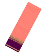 Peach Woven Mysore Silk Saree With Contrast Purple Border-MS3263