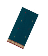 Teal Handloom Maheswari Silk Cotton Saree With Buttas-SC4127