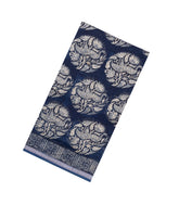 Indigo Printed Chanderi Cotton Saree With Bird Motifs & Sequin Work-CC1434