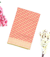 Peach Handwoven Banarasi Silk Cotton Saree With Floral Motifs