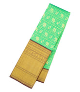 Light Green Handloom Korvai Kanchipuram Silk Saree With Contrast Border-KA15677