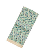 Beige Woven Pure Chiffon Silk Saree With Printed Floral & Peacock Motifs-PS0586