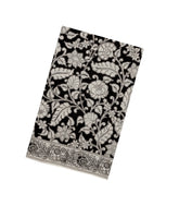 Black Woven Kalamkari Cotton Saree With Taupe Printed Motifs-KAL1161