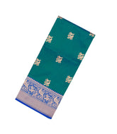 Sea Green Handloom Banarasi Silk Saree With Meena Bird Buttas-BE1460