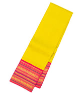 Lemon Yellow Handloom Korvai Kanchipuram Silk Saree With Contrast Border-KA12756