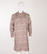 Light Brown Mid Length Kurta with floral print -EW1100