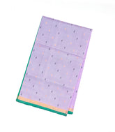 Lavender Handloom Uppada Silk Saree With Flower Buttas & Green Pallu