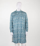 Teal Mid Length Kurta with floral print -EW1090