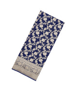 Dark Blue Woven Banarasi Khaddi Georgette Silk Saree With Floral Vine Motifs-BE1957