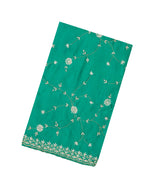 Sea Green Woven Pure Crepe Silk Saree With Embroidered Floral Motifs-PS0582