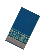 Navy Blue Handloom Rajkot Patola Dupion Silk Saree With Contrast Zari Border-IK0471