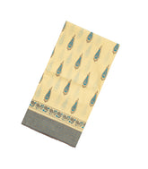Yellow Woven Chirala Cotton Saree With Blue Printed Floral Motifs-CR1253