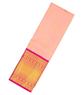Light Peach Handloom Silk Korvai Kanchipuram Pattu Pavadi Material-PM2070