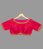 Pink Embroidered Festive Blouse With Flower Butta