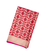 Red Handloom Organza Satin Soft Silk Saree With Floral Vine Motifs-SO4080