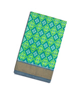 Neon Green Handloom Pochampally Ikat Silk Saree With Tie & Dye Motifs-IK0397