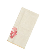 Off White Printed Synthetic Linen Saree With Floral Motifs-SY0484