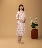 Off-White and Peach Casual Kurta-KR0852