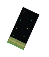 Black Handloom Maheswari Silk Cotton Saree With Buttas-SC4149