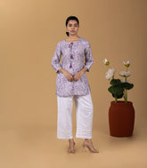 Lavender Printed Short Kurti Top-KR0865