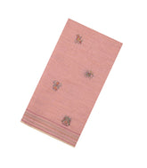 Dusty Pink Embroidered Synthetic Linen Saree With Elephant Motifs-SY0563
