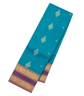 Cyan Woven Pure Silk Saree With Buttas & Contrast Border-EC2563