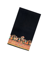 Black Printed Blended Viscose Saree With Position Printed Wedding Motifs-BL5990