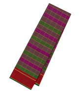 Magenta & Green Handloom Kanchipuram Silk Saree With Checks & Contrast Border-KA13907