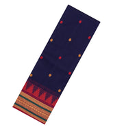 Dark Blue Woven Chettinad Cotton Saree With Buttas-CN1892