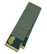 Bottle Green Handloom Kanchipuram Silk Saree With Zari Stripes-KA15215