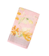 Bubblegum Pink Handloom Linen Saree With Printed Motifs