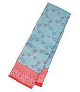 Turquoise Handloom Kanchipuram Tissue Silk Saree With Floral Motifs