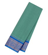 Aquamarine Handloom Gadwal Cotton Saree With Checks & Contrast Border-GA0346