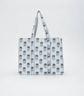 White Bagru Printed Handmade Cotton Quilted Tote Bag-ACS1024