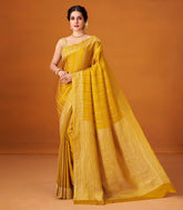 Mustard Woven Mysore Silk Saree With Zari Stripes-MS3082