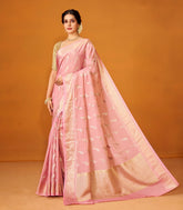 Baby Pink Woven Mysore Crepe Silk Saree With Bird Buttas-MS3135
