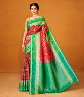 Rust Handloom Soft Silk Saree With Printed Tie & Dye Motifs-SO3989