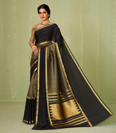 Black Woven Mysore Silk Saree With Annam Motifs-MS3089