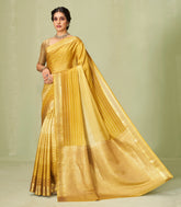 Yellow Woven Mysore Crepe Silk Saree With Ombre Dyeing & Zari Stripes-MS3134