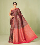 Maroon Woven Mysore Silk Saree With Elephant Motifs-MS3087
