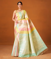 Multi Colour Handloom Kanchipuram Silk Saree With Triangle Motifs-KA12620