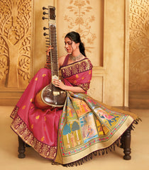 Pink Handloom Ragamala Silk Saree With Zari Buttas - KA16397