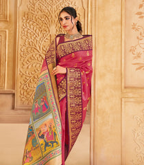 Pink Handloom Ragamala Silk Saree With Zari Buttas - KA16397