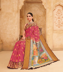 Pink Handloom Ragamala Silk Saree With Zari Buttas - KA16397