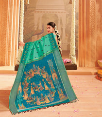 Aqua Green Handloom Rasaleela Silk Saree - KA12634