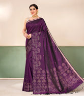 Dark Purple Handloom Soft Silk Saree With Zari Buttas-SO4716