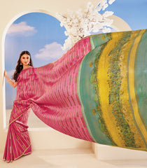 Salmon Pink Handloom Lino Silk Saree With Van Gogh Pallu-KA12625