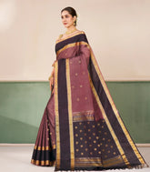 Brown Handloom Soft Silk Saree With Zari Buttas-SO4713